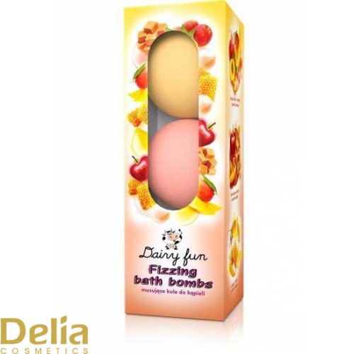 DAIRY FUN  Šumeće kugle za kupanje 3 u pakovanju: Breskva, jabuka, med i mleko 3x100g